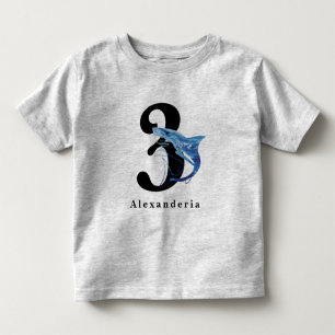 Blauwe haai 3e verjaardag naam leeftijd kind kinder shirts