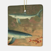 blauwe haai Eating Fish, Marine Life Keramisch Ornament (Links)