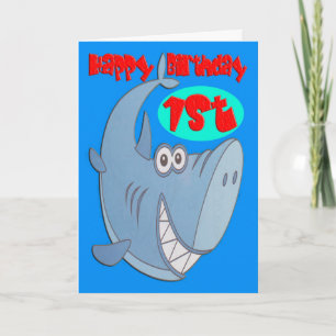 Blauwe haai eerste verjaardag kaart