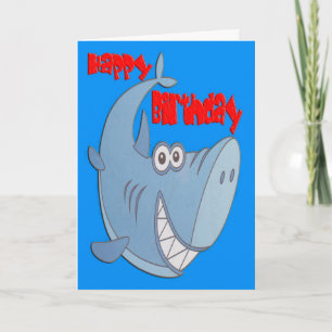 Blauwe haai Gelukkige Verjaardag Kaart