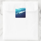 Blauwe haai vierkante sticker (Tas)