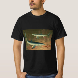 Blauwe Haaien die Vis Eten, Antieke Zeeleven T-shirt