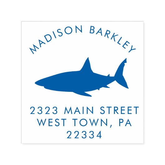 Blauwe haaien Leuke Kind retour adres stempel (Design)