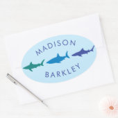 Blauwe haaien Schattige Kind Envelope Seal Sticker (Envelop)