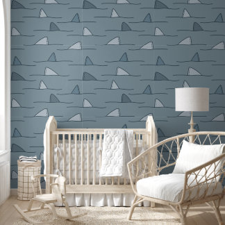 Blauwe haaienvin Kinder achtergrond Behang