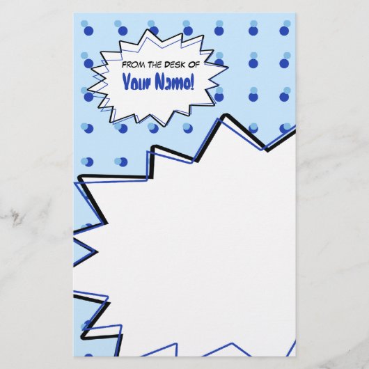 Blauwe Halftone Pop Art Stationery Briefpapier (Voorkant)
