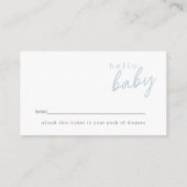 Blauwe Hallo Baby Moderne Baby shower Informatiekaartje (Achterkant)