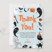 Blauwe Halloween Boy Foto Verjaardag Bedankkaart (Voorkant)