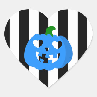 blauwe halloween hart pompoen gestreept sticker