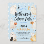 Blauwe Halloween Spooky Boy Verjaardag Kostuumfees Kaart (Voorkant / Achterkant)