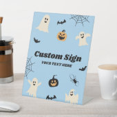 Blauwe Halloween Spooky Custom Party Reclamebord Met Voetstuk (Insitu)