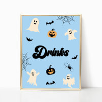 Blauwe Halloween Spooky Drinken Party Sign