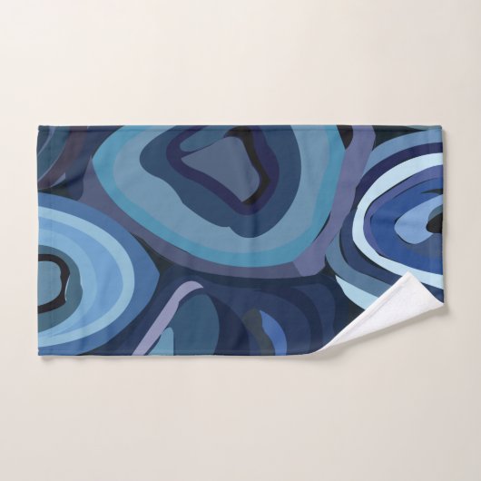 Blauwe halve cirkels Abstracte geometrische Bad Handdoek (Handdoek)