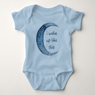 Blauwe halve maan   Aangepaste tekst voor Boy Baby Romper