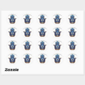  Blauwe Hamsa Hand met Evil Eye Symbool Ronde Sticker (Vel)
