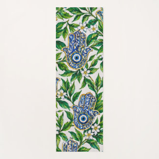 Blauwe Hamsa Hand van Fatima Bloempatroon Yogamat