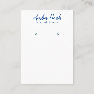 Blauwe Hand geschreven kalligrafie oorbel display Visitekaartje