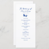 Blauwe Hand getrokken grillige bloem bruiloft prog Menu (Voorkant / Achterkant)