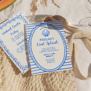 Blauwe Hand Getrokken Laatste Splash Bachelorette Kaart