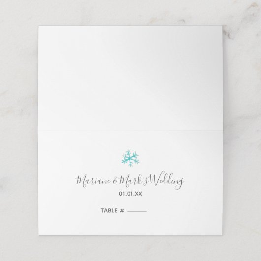 Blauwe hand met waterkleurige kerstsnowflakes (Buitenkant ongevouwen)