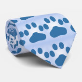 Blauwe handgemeen afdrukken stropdas (Opgerold)