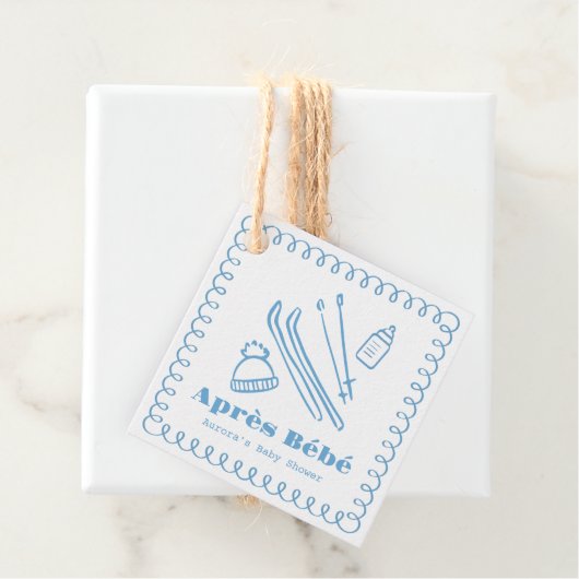 Blauwe handgetekende après bébé boy Baby shower Bedankjes Labels (In situ)