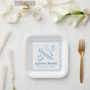 Blauwe handgetekende après bébé boy Baby shower Papieren Bordje