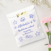 Blauwe handgetekende krabbel zeeschelpen bachelore bedankzakje (Gezegeld)