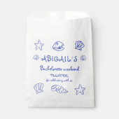 Blauwe handgetekende krabbel zeeschelpen bachelore bedankzakje (Voorkant)