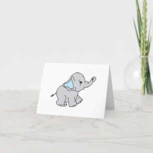 Blauwe handtekening Elephant Pattern Cartoon Bedankkaart