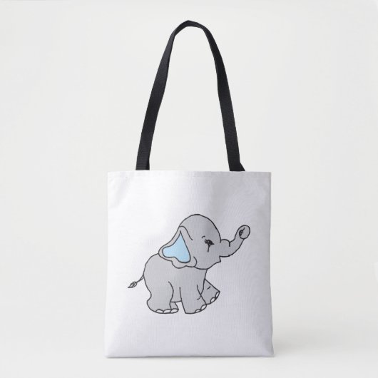Blauwe handtekening Elephant Pattern Cartoon Draagtas (Voorkant)