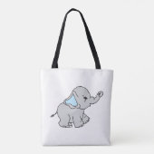 Blauwe handtekening Elephant Pattern Cartoon Draagtas (Achterkant)