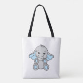Blauwe handtekening Elephant Pattern Cartoon Draagtas (Achterkant)