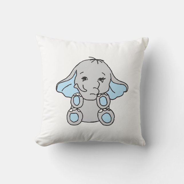 Blauwe handtekening Elephant Pattern Cartoon Kussen (Voorkant)