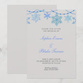 Blauwe Hangende Lichten en Sneeuwvlokken Zilveren  Kaart (Voorkant / Achterkant)