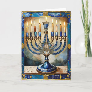 Blauwe Hanukka Menora Kaart