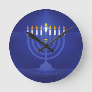 blauwe hanukka ronde klok