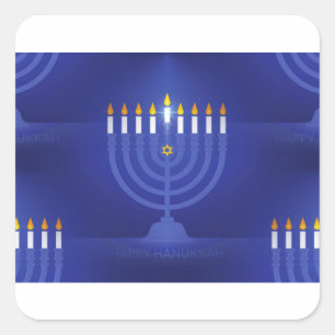 blauwe hanukka vierkante sticker