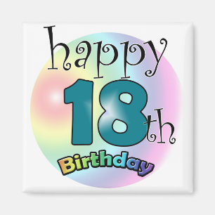 Blauwe Happy 18th Birthday Magneet