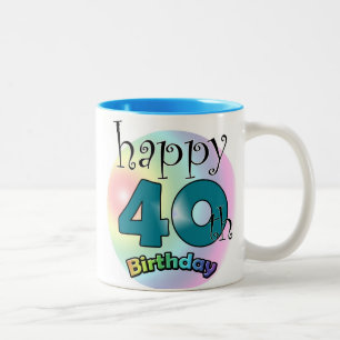 Blauwe Happy 40th Birthday Tweekleurige Koffiemok