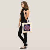 Blauwe happy tote bag (Voorkant (model))