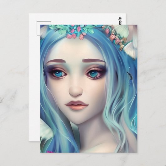 Blauwe harige fee | Fantasy Art Briefkaart (Voorkant / Achterkant)