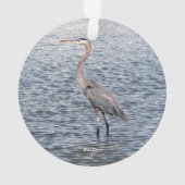 Blauwe haron, dubbelzijdig plastic siermiddel ornament (achterkant)