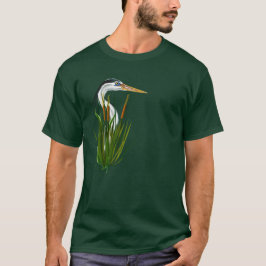 Blauwe haron in Cattails T-shirt