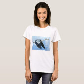 Blauwe haron in vlucht boven water t-shirt (Voorkant volledig)