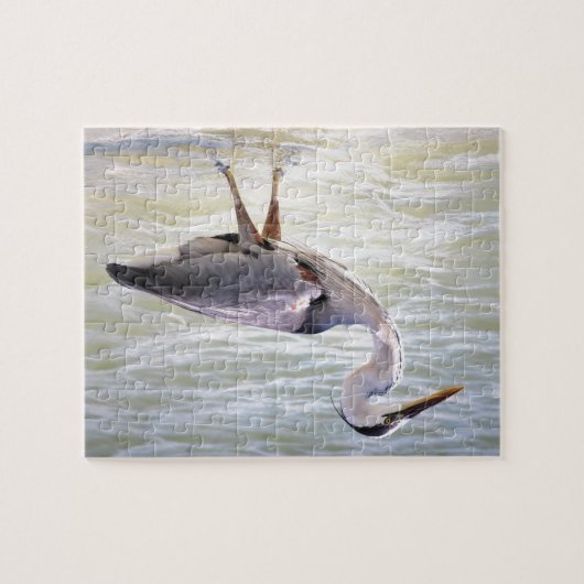 Blauwe haron op overloper legpuzzel (Horizontaal)