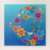 Blauwe Hart Bloemen Puzzel (Horizontaal)