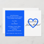 Blauwe Hart bruiloft uitnodiging (Voorkant / Achterkant)