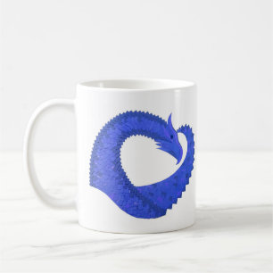 Blauwe hart draak op wit koffiemok