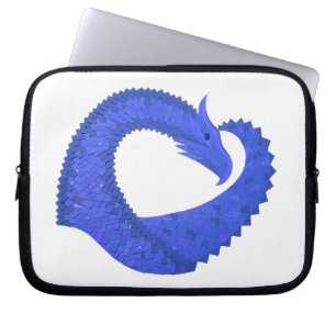 Blauwe hart draak op wit laptop sleeve